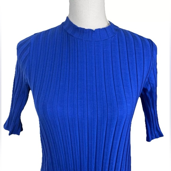 Eileen Fisher Mock Neck K/L Royal Blue Dress Women’s Size Medium‎ - Picture 3 of 9